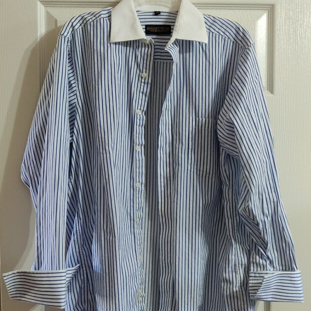 Donald J Trump pinstripe cuff link dress shirt
